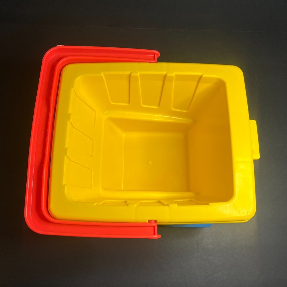Vintage 1993 Playskool #1054 Yellow Red & Blue Sand Bucket Scooter on Wheels - Picture 7 of 9